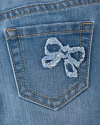 Baby And Toddler Girls Applique Bow Denim Shortie Shorts