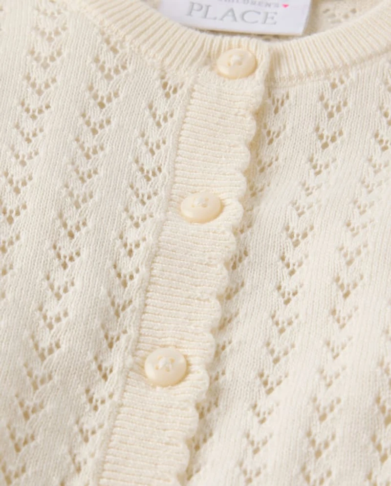 Toddler Girls Scalloped Pointelle Cardigan
