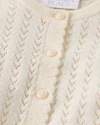 Toddler Girls Scalloped Pointelle Cardigan