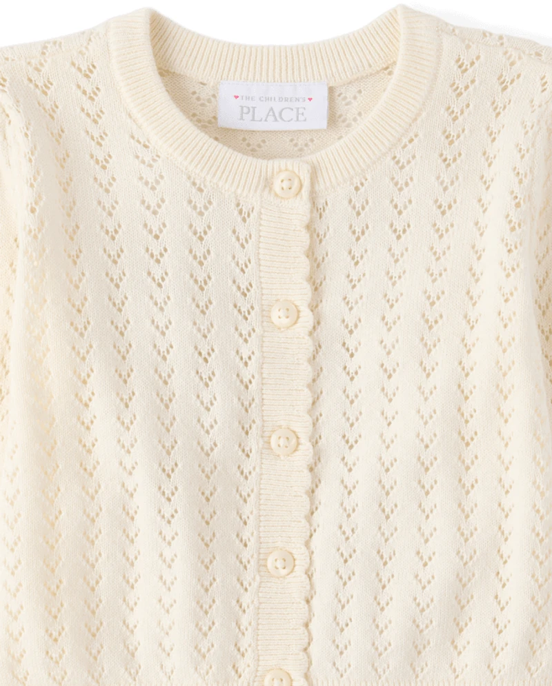 Toddler Girls Scalloped Pointelle Cardigan