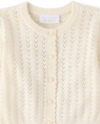 Toddler Girls Scalloped Pointelle Cardigan