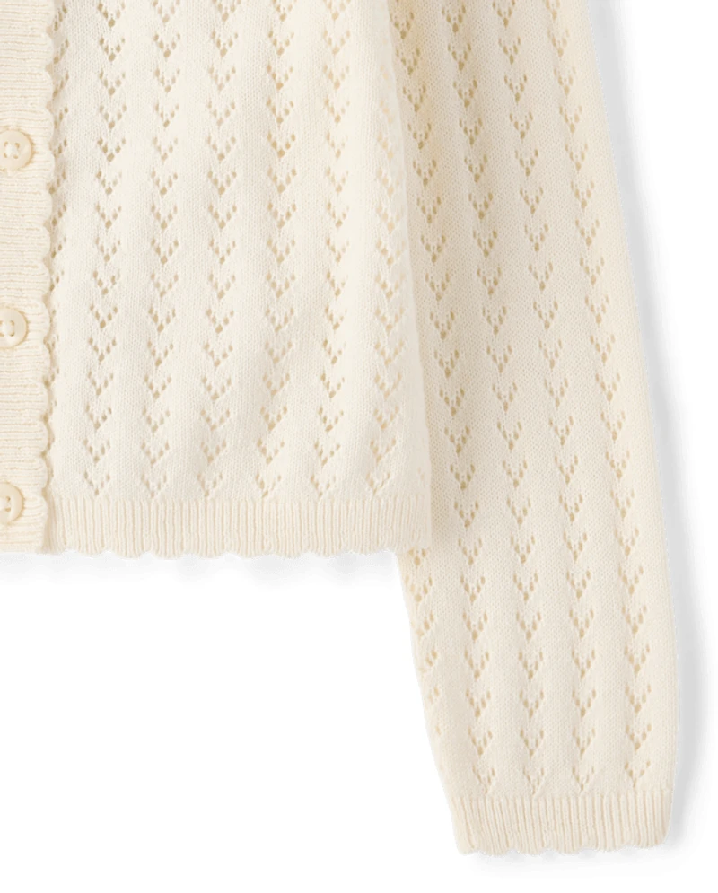Toddler Girls Scalloped Pointelle Cardigan