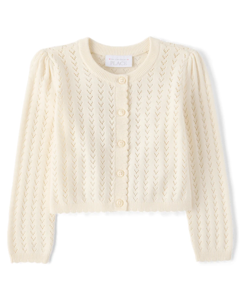 Toddler Girls Scalloped Pointelle Cardigan