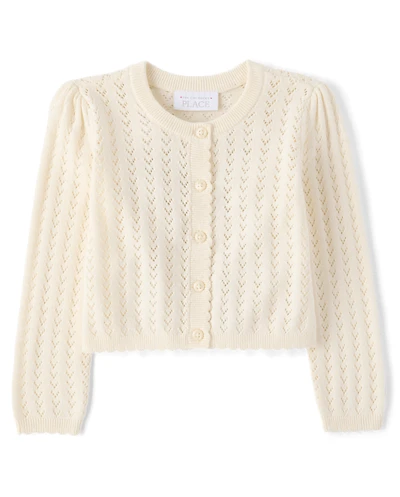 Toddler Girls Scalloped Pointelle Cardigan