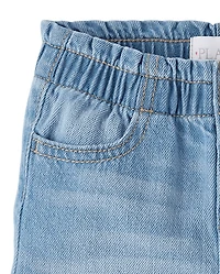 Baby And Toddler Girls Paperbag Waist Denim Shortie Shorts
