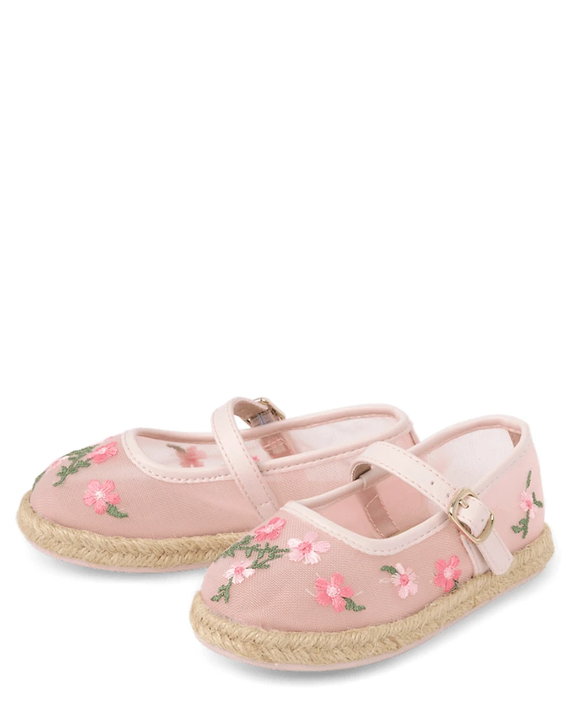 Toddler Girls Embroidered Floral Espadrille Flats