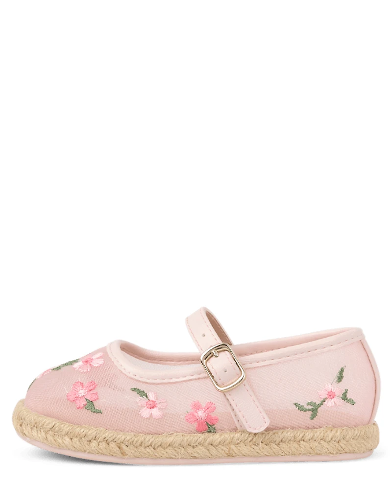 Toddler Girls Embroidered Floral Espadrille Flats