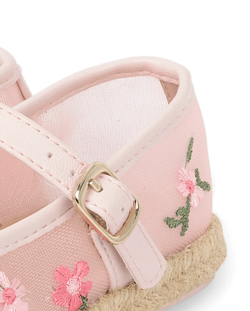 Toddler Girls Embroidered Floral Espadrille Flats
