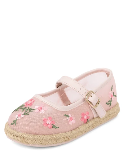 Toddler Girls Embroidered Floral Espadrille Flats
