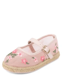 Toddler Girls Embroidered Floral Espadrille Flats