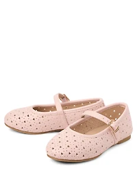 Toddler Girls Perforated Heart Ballet Flats