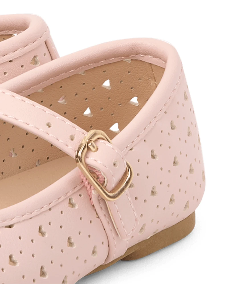 Toddler Girls Perforated Heart Ballet Flats