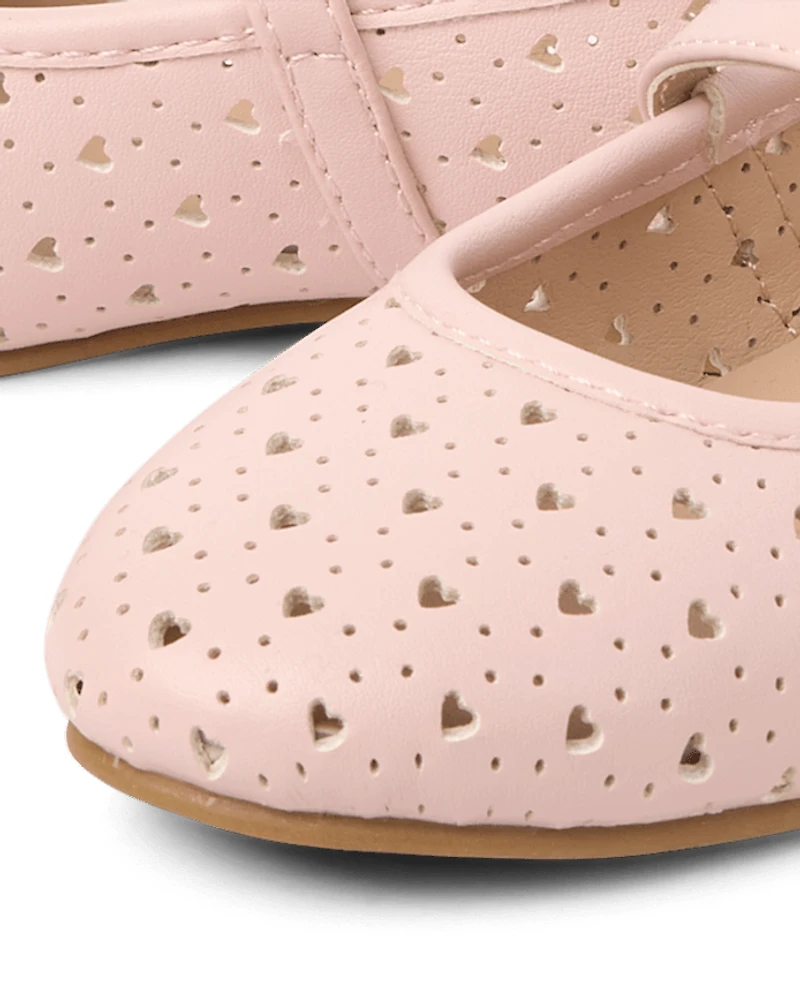 Toddler Girls Perforated Heart Ballet Flats