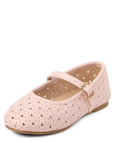 Toddler Girls Perforated Heart Ballet Flats