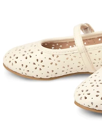 Toddler Girls Floral Perforated Ballet Flats