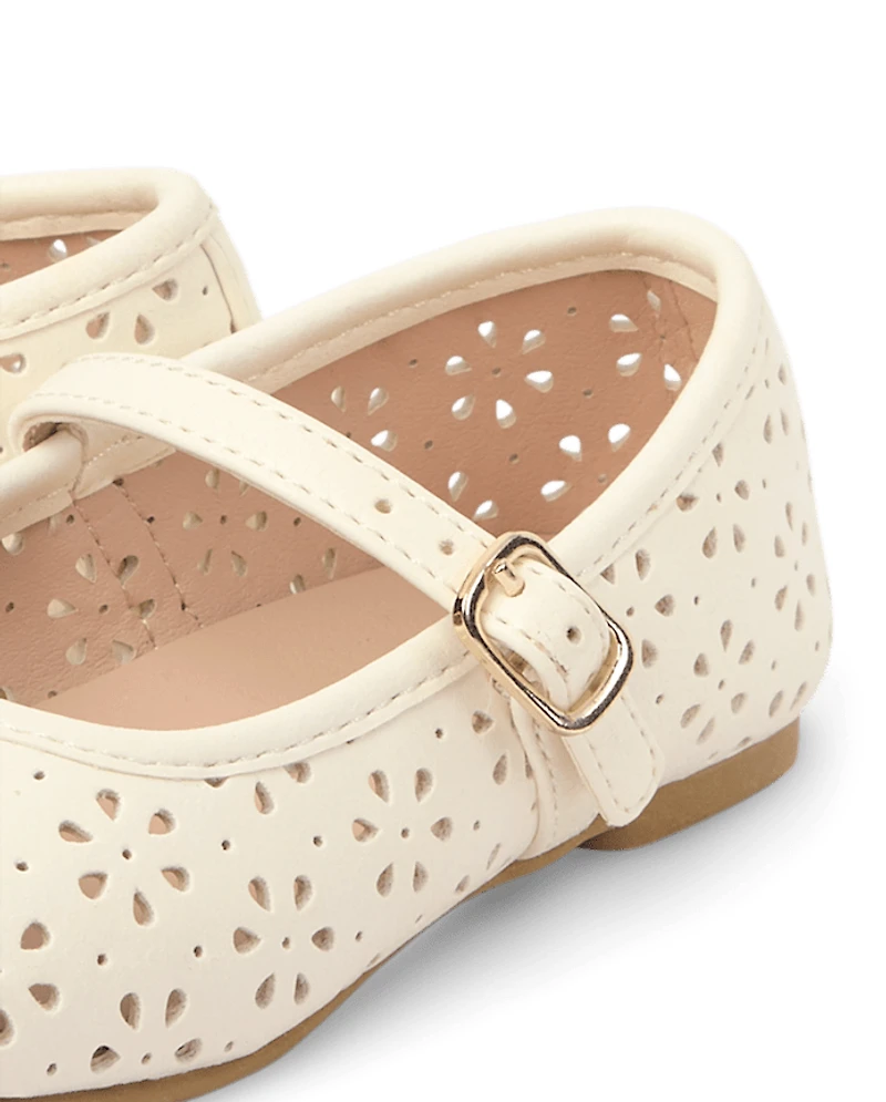Toddler Girls Floral Perforated Ballet Flats