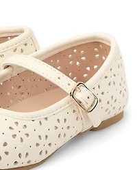 Toddler Girls Floral Perforated Ballet Flats