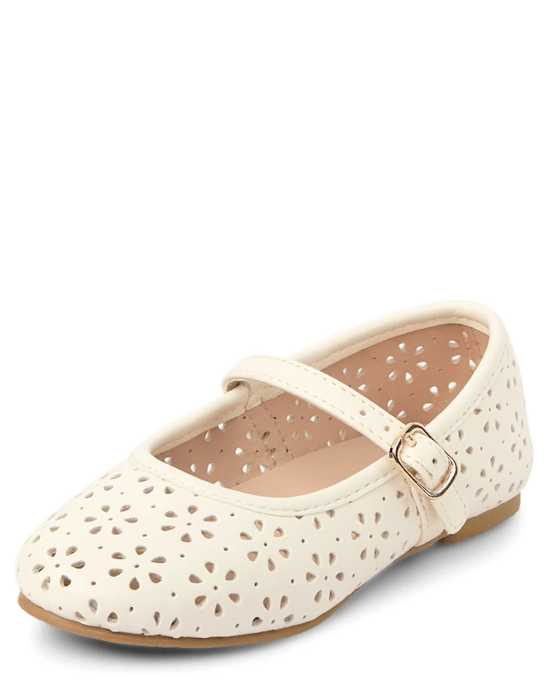 Toddler Girls Floral Perforated Ballet Flats