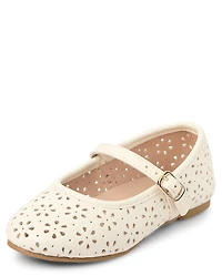 Toddler Girls Floral Perforated Ballet Flats