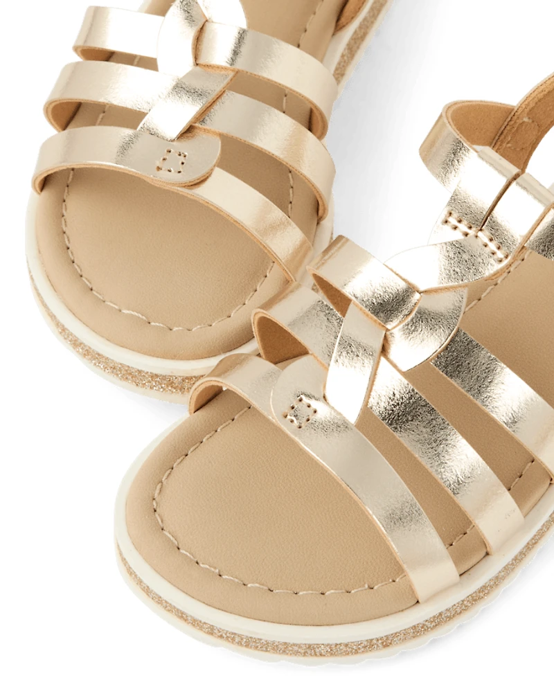 Sandales à paillettes métallisées pour petites filles