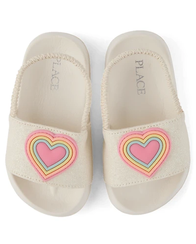 Toddler Girls Rainbow Heart Slides
