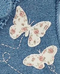 Toddler Girls Embroidered Butterfly Denim High Top Sneakers