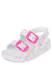 Toddler Girls Paint Splatter Buckle Slides