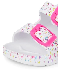 Toddler Girls Paint Splatter Buckle Slides
