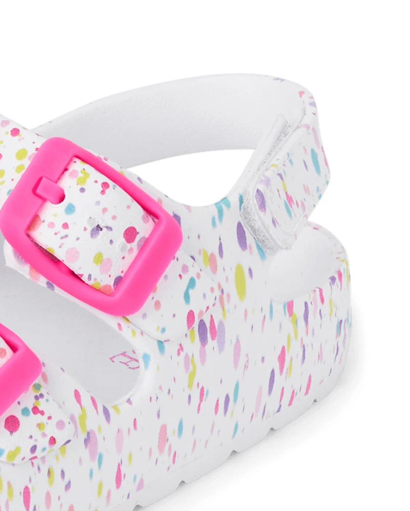 Toddler Girls Paint Splatter Buckle Slides