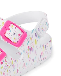 Toddler Girls Paint Splatter Buckle Slides