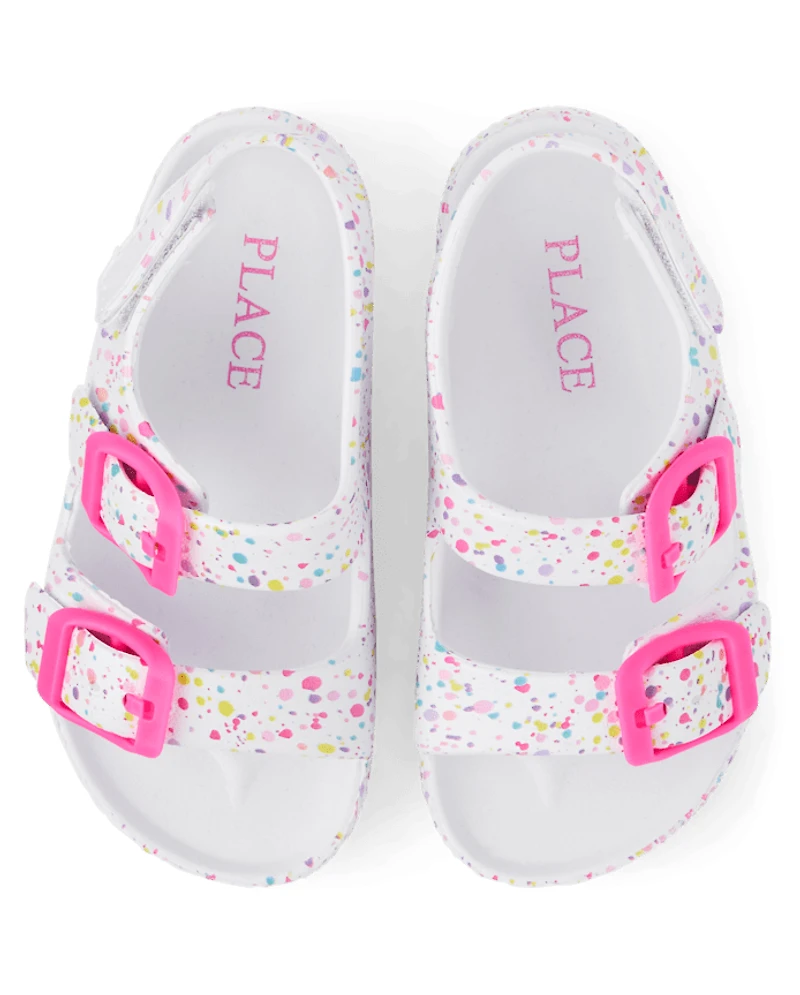 Toddler Girls Paint Splatter Buckle Slides
