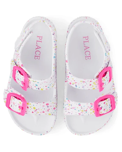 Toddler Girls Paint Splatter Buckle Slides