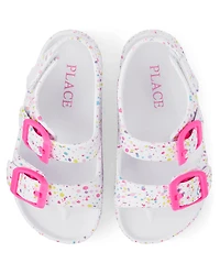 Toddler Girls Paint Splatter Buckle Slides