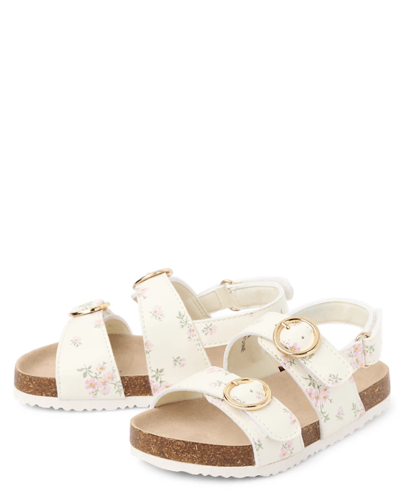 Toddler Girls Floral Buckle Slides