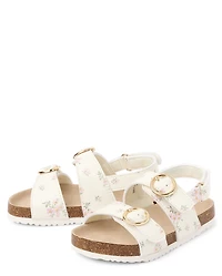 Toddler Girls Floral Buckle Slides