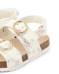 Toddler Girls Floral Buckle Slides
