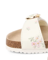 Toddler Girls Floral Buckle Slides