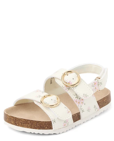 Toddler Girls Floral Buckle Slides