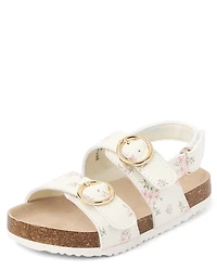 Toddler Girls Floral Buckle Slides