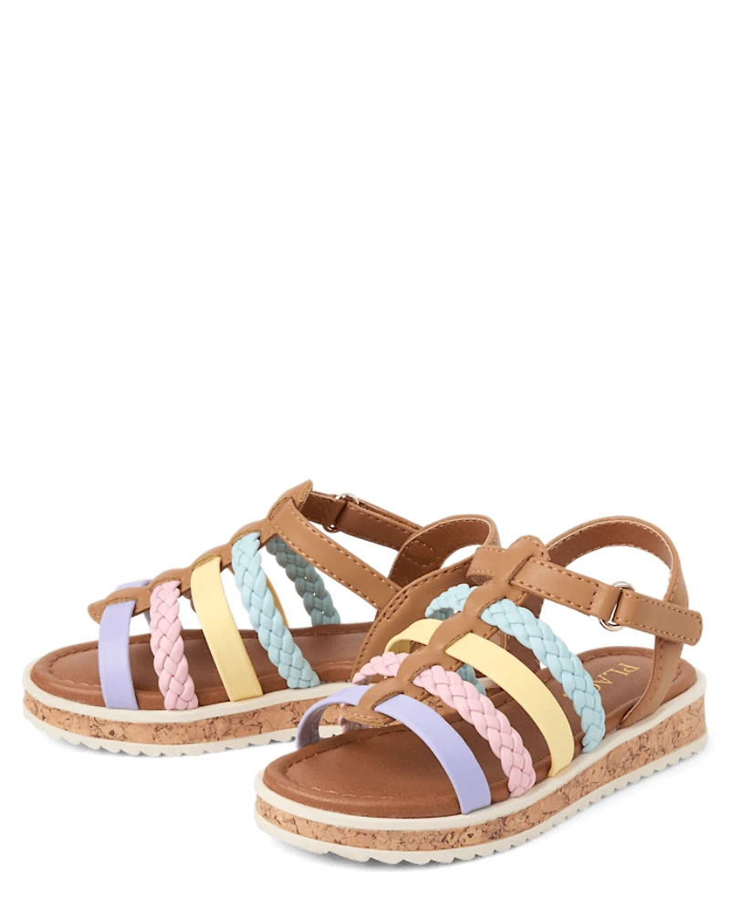Toddler Girls Rainbow Braided Sandals
