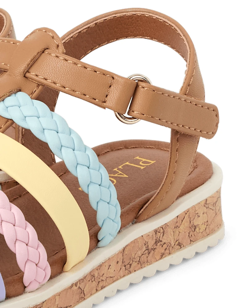 Toddler Girls Rainbow Braided Sandals