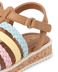 Toddler Girls Rainbow Braided Sandals