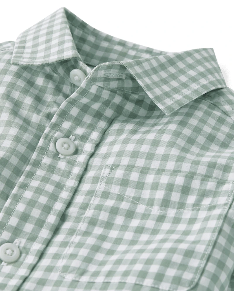 Baby And Toddler Boys Dad Me Gingham Poplin Button Up Shirt