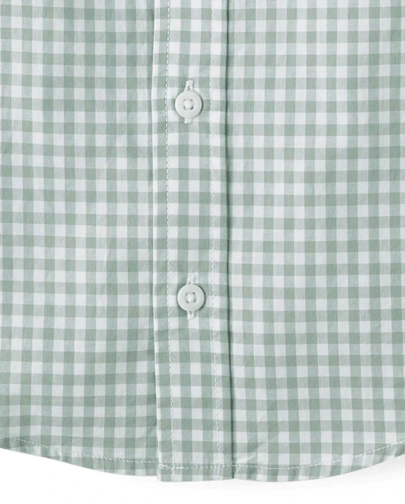Chemise boutonnée en popeline vichy à carreaux pour bébés et petits garçons, motif papa moi