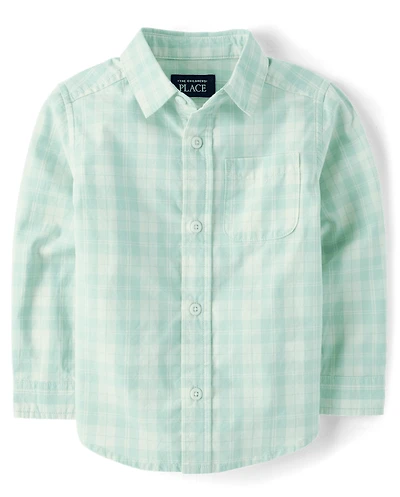 Baby And Toddler Boys Plaid Poplin Button Up Shirt