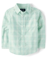 Baby And Toddler Boys Plaid Poplin Button Up Shirt
