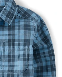 Baby And Toddler Boys Plaid Poplin Button Up Shirt