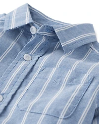 Baby And Toddler Boys Dad Me Striped Oxford Button Up Shirt