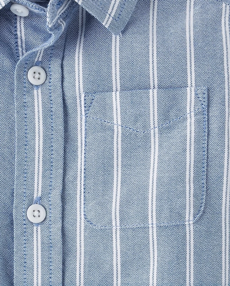 Chemise Oxford rayée à boutons pour bébés et petits garçons, assortie au motif papa moi