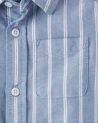 Chemise Oxford rayée à boutons pour bébés et petits garçons, assortie au motif papa moi